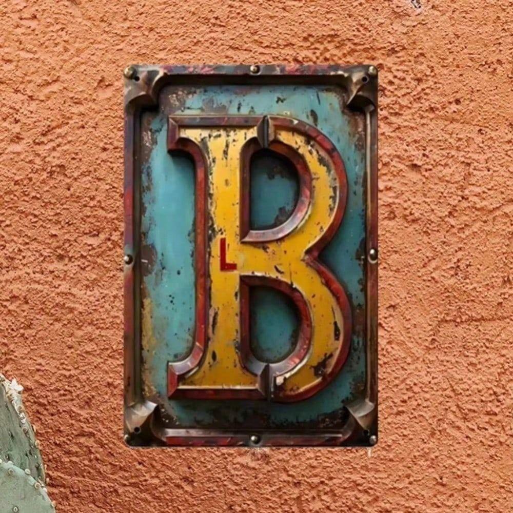 

Tin Sign Letter B Vintage 3D Metal Poster for Wall Bar Office Club Decor
