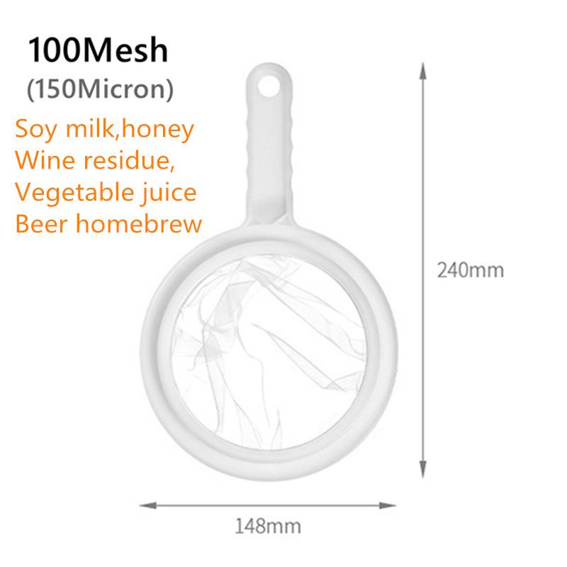 Nylon Mesh Strainer, Food Yogurt Mesh, Plastic  Fine Mesh Colander with Handle for Filtering Juice Milk Soy Coffee Honey Wine