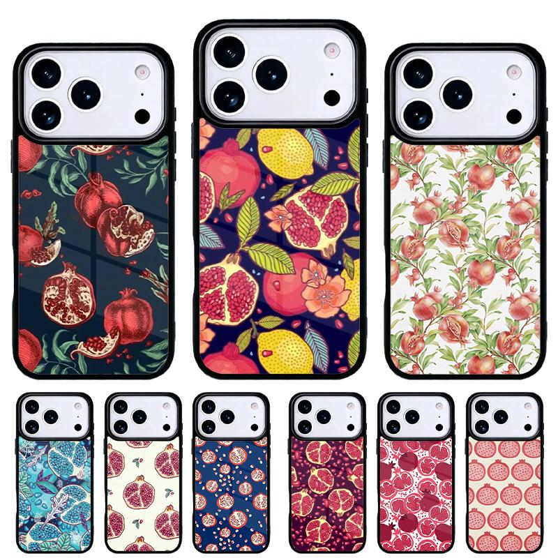 Pomegranate Pattern Phone Case for iPhone 17 Air 16e 15 14 13 Pro Max Back Cover for 12 11 Pro Coque