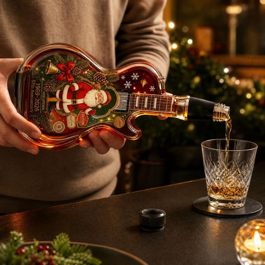 Guitar Shaped Glass Wine - Christmas Holiday Decorative Bottle for Home Bar