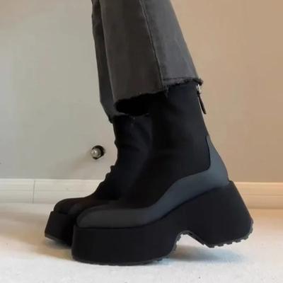 Brand New Gothic Style Sexy Elegant Chunky Platform Women Ankle Boots Big Size 43 Walking Comfy Woman Shoes Platform Shoes