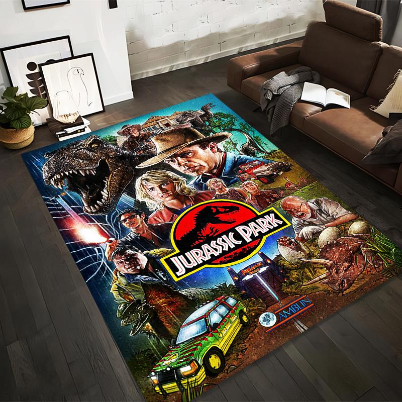 Jurassic Park Themed Carpet with Dinosaur Print and Movie Characters Suitable for use as an anti-slip for living room bedroom sofas 40x60cm( 15x23in )