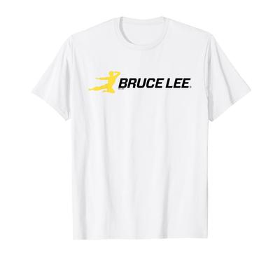 Bruce Lee Yellow Kung Fu Kick Black Lettering T-Shirt