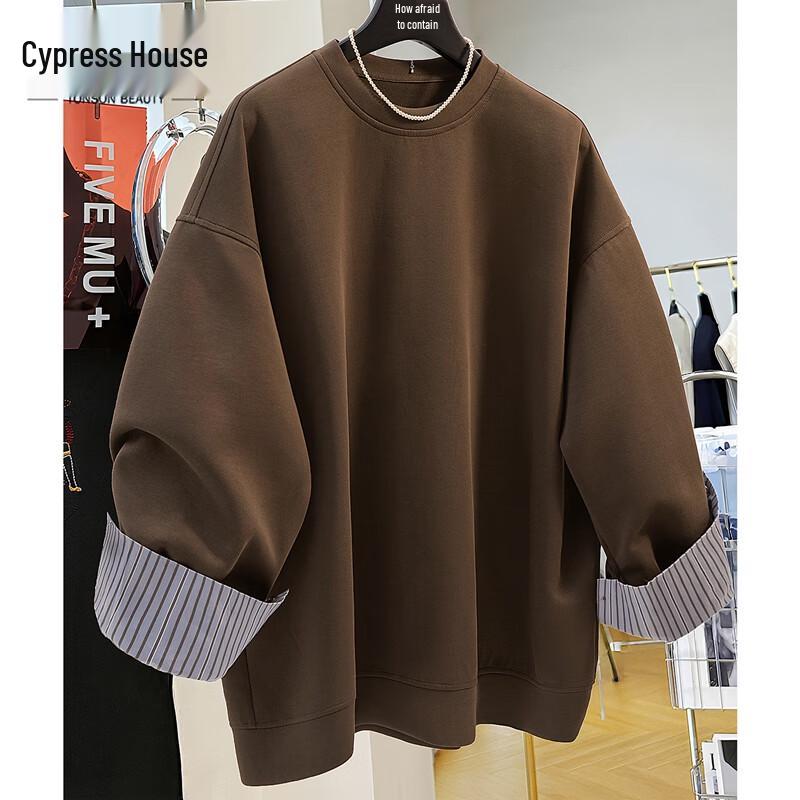 

Women s Patchwork Faux Two-Piece Casual Sweatshirt L