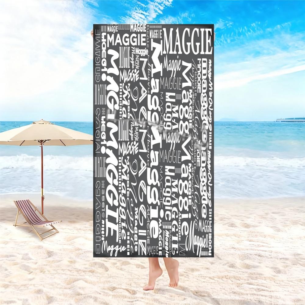 Coastal Wave Floral Letter Beach Towel Oversized Soft Microfiber Bath Towel For Beach Party Swimming Holiday Gym Towel