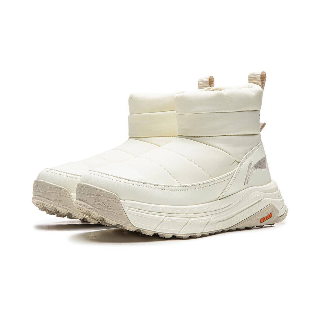 LiNing Zhengrong Lite Durable Shock Absorption Non-Slip Fleece Warm Versatile Retro Thick Sole Fashion Trend Short Snow Boots Women Boots AGLV286-1