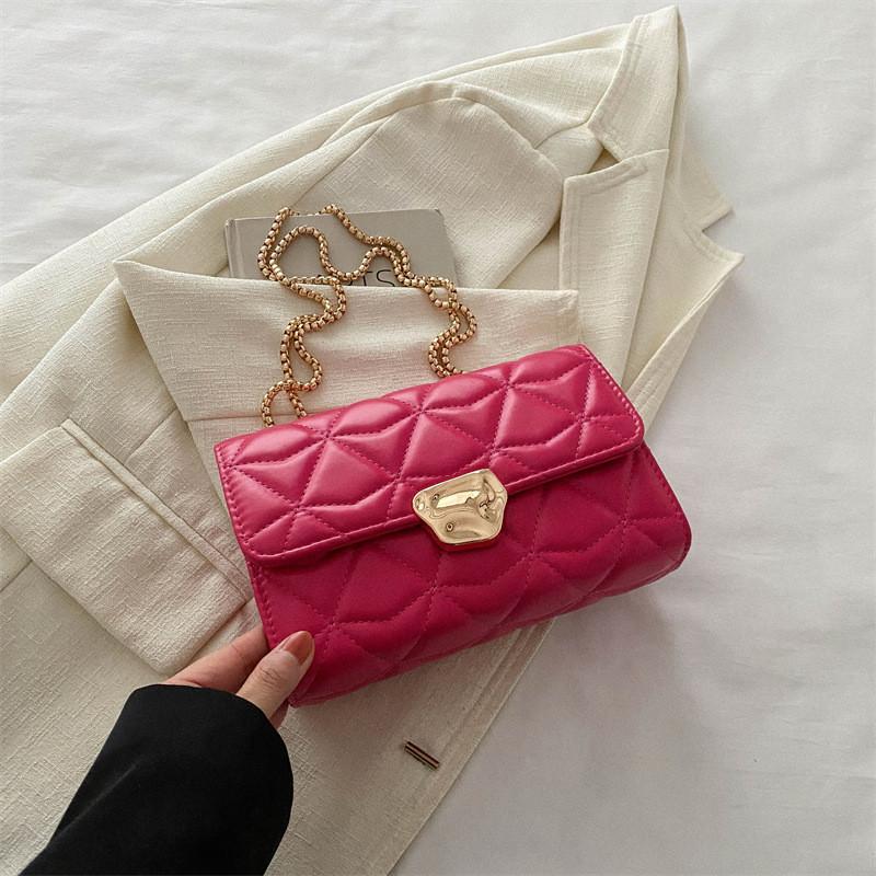 Stylish Trendy Quilted Chain Shoulder Bag For Women In Pu Leather Chic Mini Crossbody