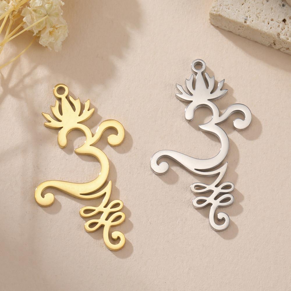Dawapara Unalome Pendant OM Lotus Flower Charm for Jewelry Making Stainless Steel Spiritual Yoga Symbol Buddhism Accessories
