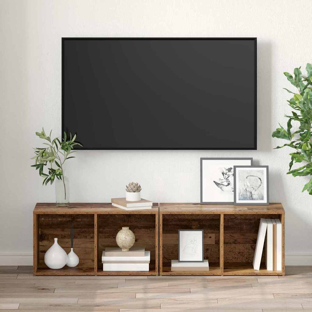 TV Cabinet Set 2 Pcs Reclaimed Wood 37 X 35 X 72 Cm Engineered Wood