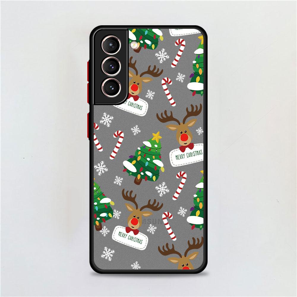 Matný kryt s motivem sněhu a veselými Vánocemi pro Samsung Galaxy S22 S20 S21 FE S10 S9 Plus S8 Capa Note 20 Ultra 10 Lite Phone Fundas