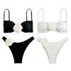 2Pcs/Set Women Sexy Bra High Tube 3D Flower Sling Bikini Set Top Bandeau Waist Briefs