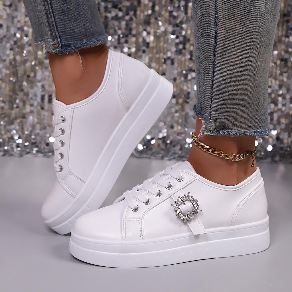 2025 autumn new leather sports shoes women's shoes casual soft sole round head shoes foreign trade walking shoes