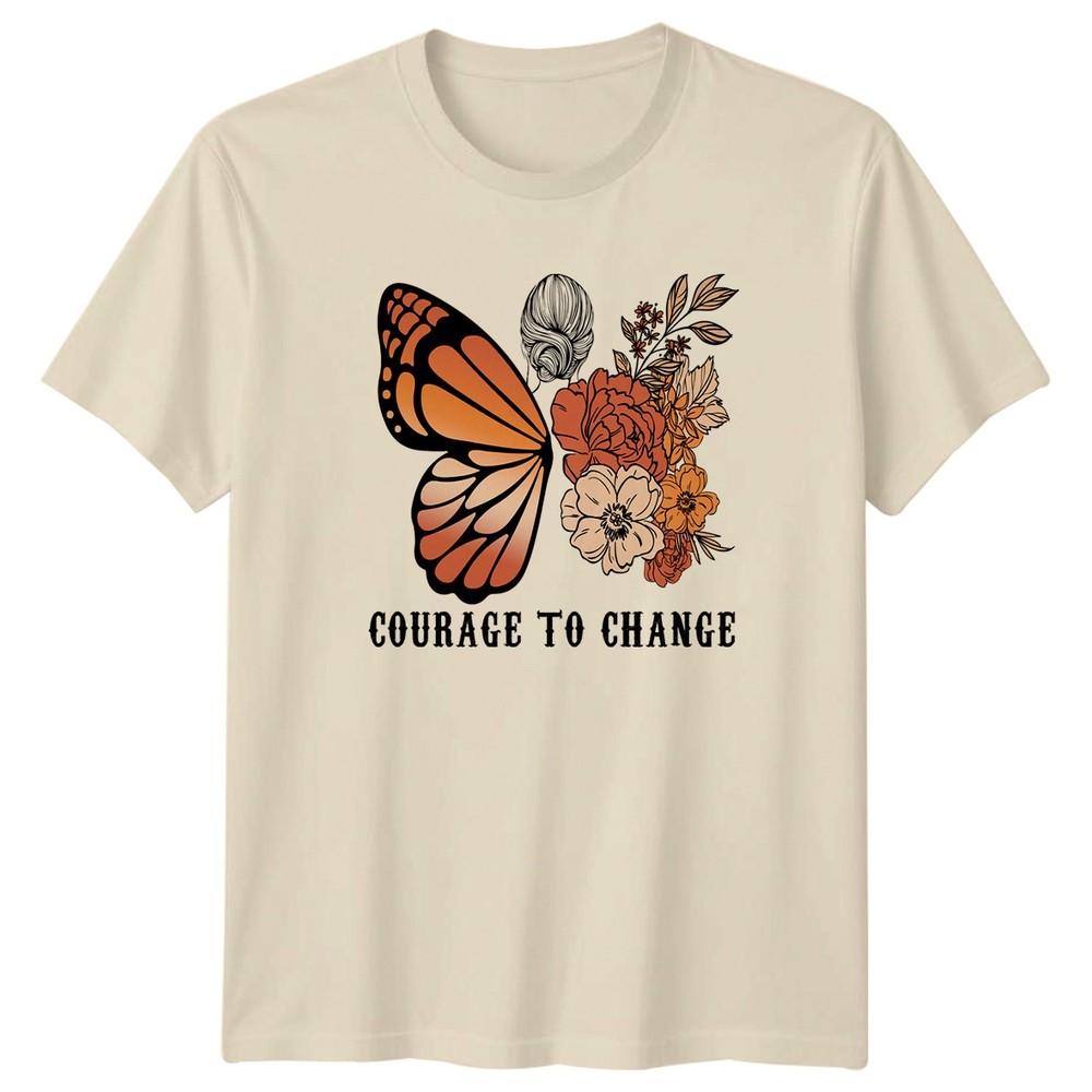 Courage To Change Vintage Butterflies Unisexs TShirt Floral Art Inspiration