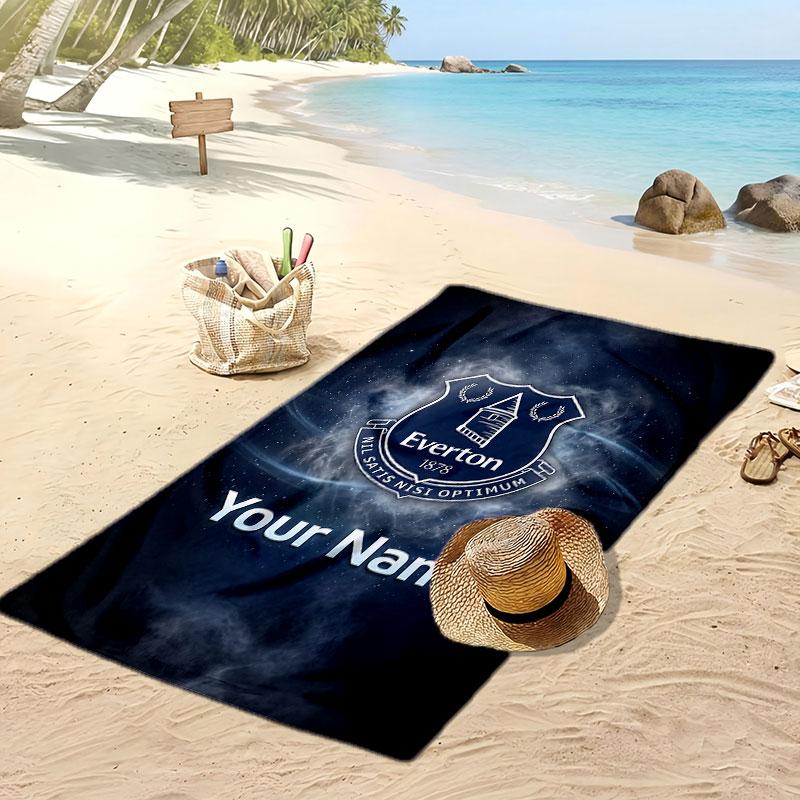 Everton FC Personalized Printed Beach Towel Soccer Logo Support Custom Name Text Absorbent Towel For Sport Travel Special Gift
