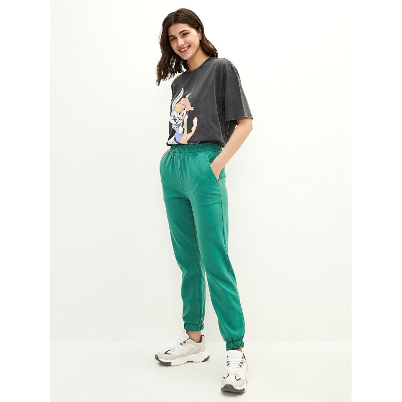 

LCW CASUAL Женские спортивные штаны с эластичной резинкой на талии и плоскими карманами, детализированные, зеленые