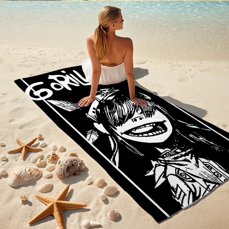 1Pc Gorillaz Artistic Fusion Beach Towel, Quick Dry, Multi-Use for Beach Pool Gym Yoga Home Travel, Christmas, Halloween, Xmas Gift S929378