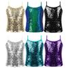 Çocuk Kız Pırıltılı Payetli Cami Tank Top Sahne Performansı Kostümleri Yelek Üstleri Streetweed