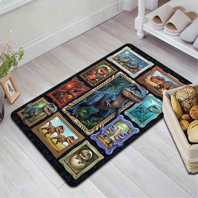 Dinosaur Collection Pattern Rug Floor Mat for Living Room or Bedroom Soft and Comfortable Carpet a Gift for Birthday and Holiday.