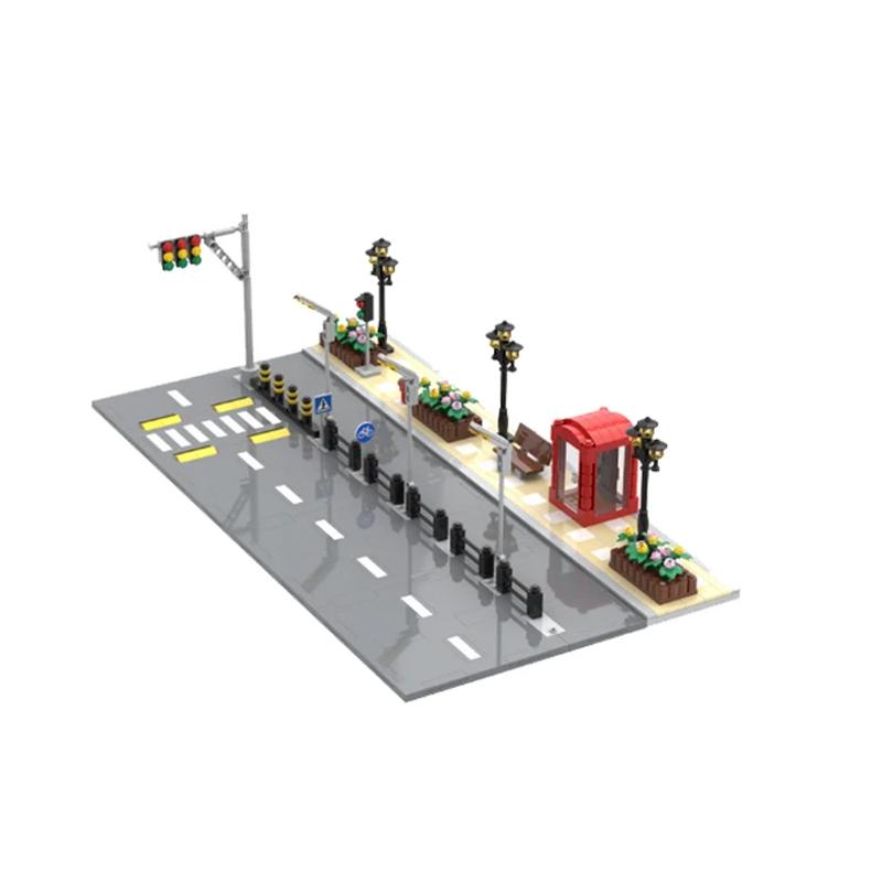 Pedestrian Bridge MOC Playthings Construction Bricks City Traffic Scene Street View Parts Blocks Traffic Motorway Works With City Bricksi