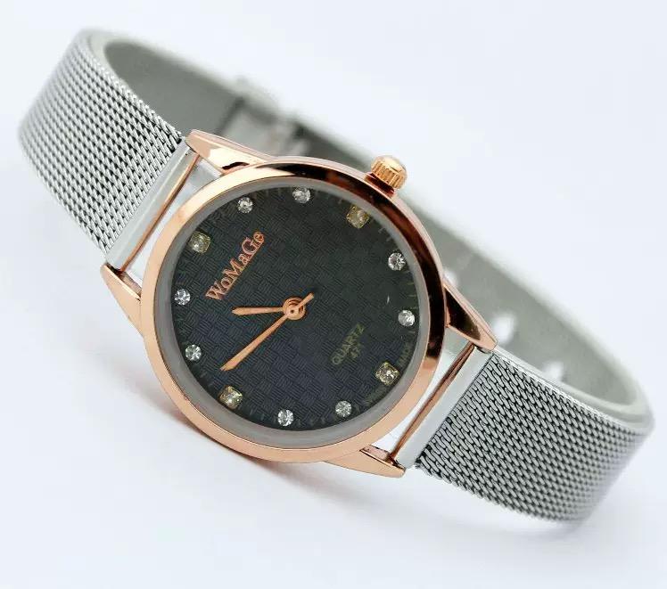 Rose gold Full Satinless Steel Quartz Watch WoMaGe Top Brand Luxury ladies men unisex wristwatch