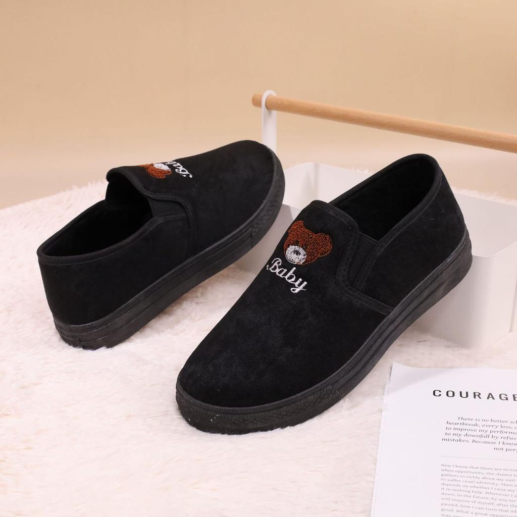 Autumn and winter warm plush women's cotton shoes bear thick sole casual comfortable non-slip one-pedal muffin sole women's cotton shoes