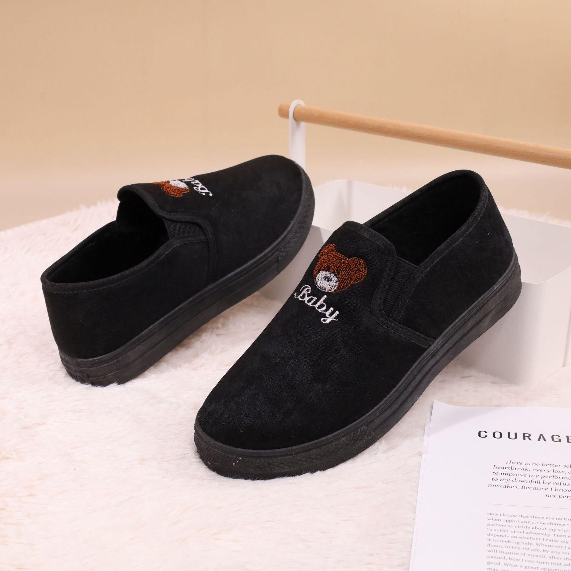 

Осенне-зимние теплые плюшевые женские хлопковые туфли с медведем, толстая подошва, повседневные, удобные, нескользящие, на платформе, женские хлопковые туфли 40