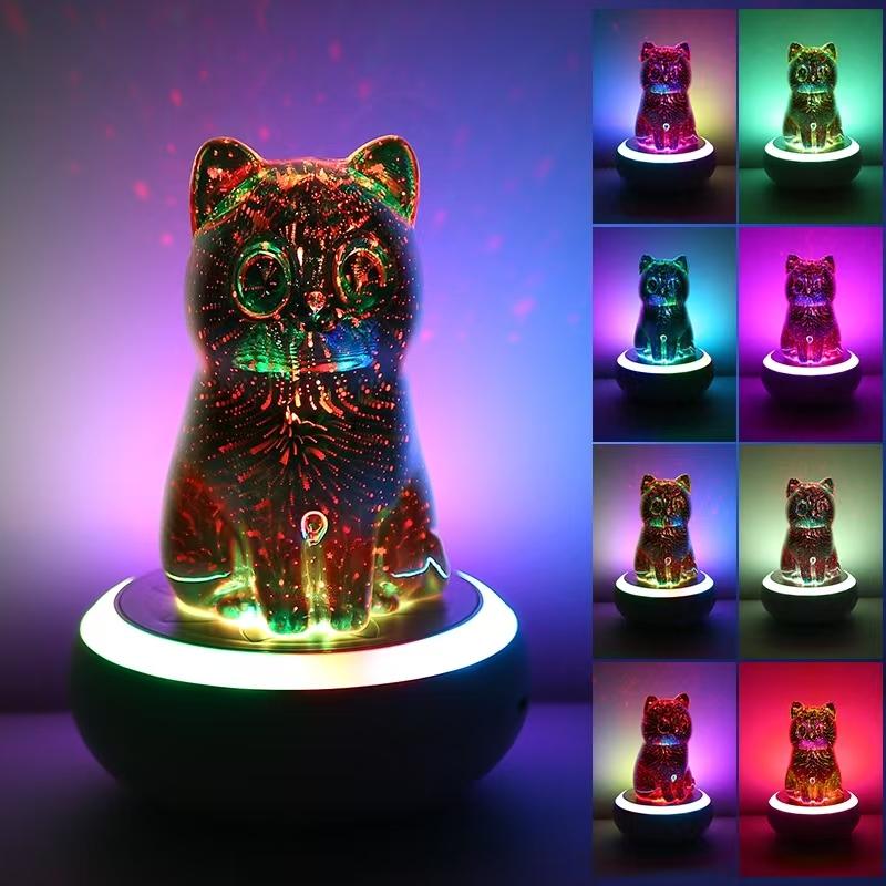 

Лампа-проектор звездного неба в форме кошки, звуковая лампа, новогодний подарок, сюрприз на Хэллоуин, праздничный подарок, украшение для дома, спальни, автомобиля, вечеринки 8 Color-300mAh