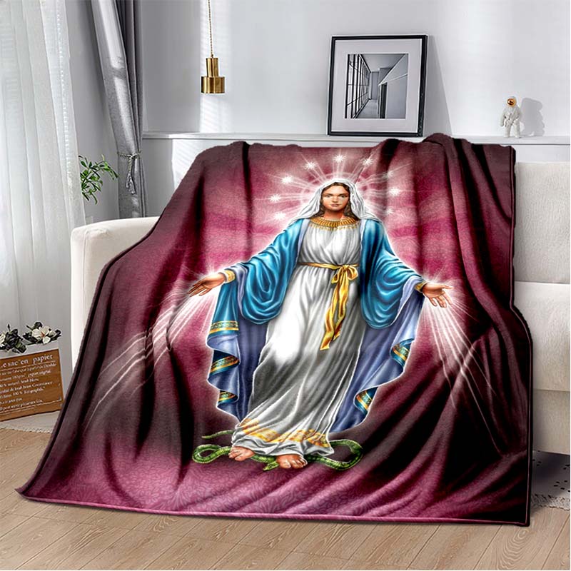 1 PC 3D printed flannel blanket (Our Lady of Guadalupe pattern) home blanket birthday gift. Customizable.