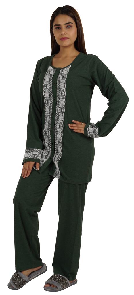 Moomaya Womens Solid 2 Pcs Nightwear Set Sleepwear Top & Pajama PJ NightSets