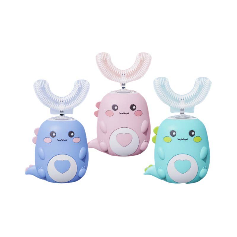 Children's Degrees Smart Sonic Electric Toothbrush Automatic Rechargeable Soft Bristles Cartoon U-Shaped 360 Design