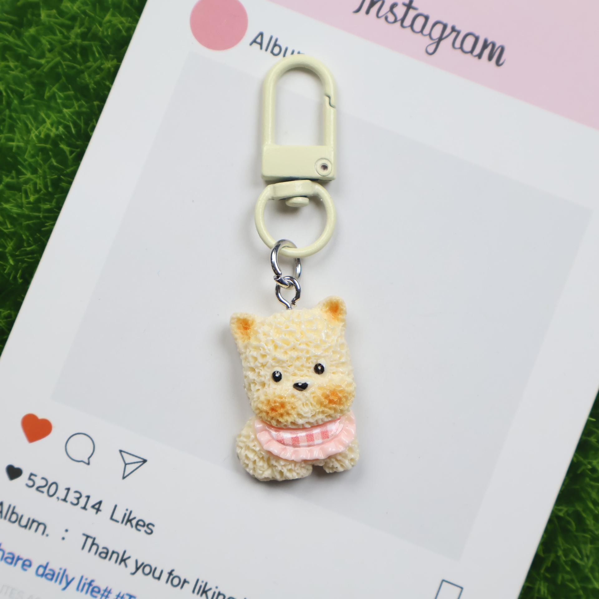 Cartoon Resin Plush Puppy Keychain for Backpacks - Cute Couple Gift