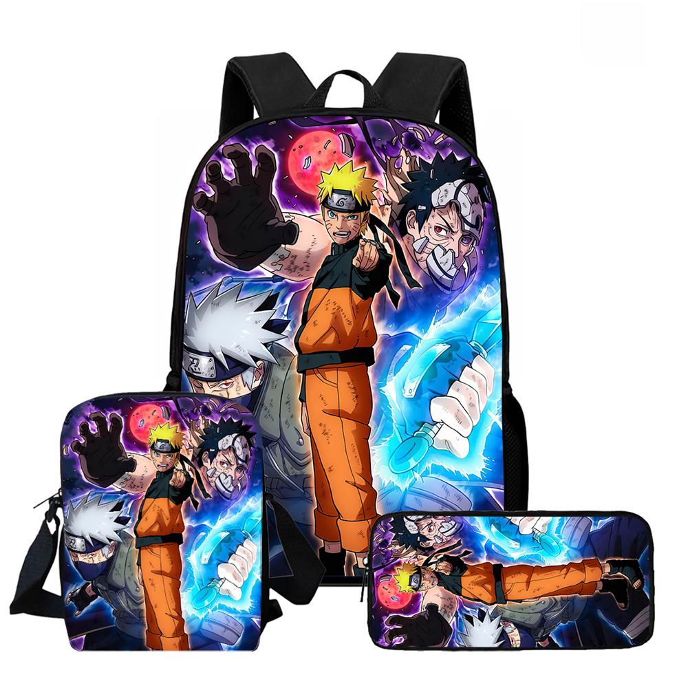 NARUTO Children School Daily Pack, 16 Inch Lightweight Animated Pupil Carrier, Dual Zip Pockets Durable For Boys Girls Age 6-10