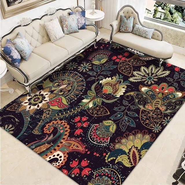 Home Ethnic Living Room Rug Coffee Table Sofa Rug Bohemian Rug Scandinavian Retro Floor Mats Bedroom Decoration Carpet
