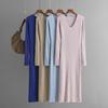 Women's Sweater Dress Fall Long Sleeve V Neck Ribbed Knit Split Long Dress Casual Bodycon Slim Fit Midi Dress