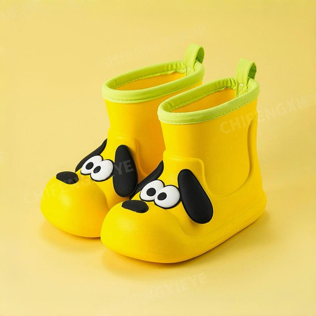 Cartoon Puppy Kids' Rain Boots, Non-Slip Waterproof EVA, Ages 3-6