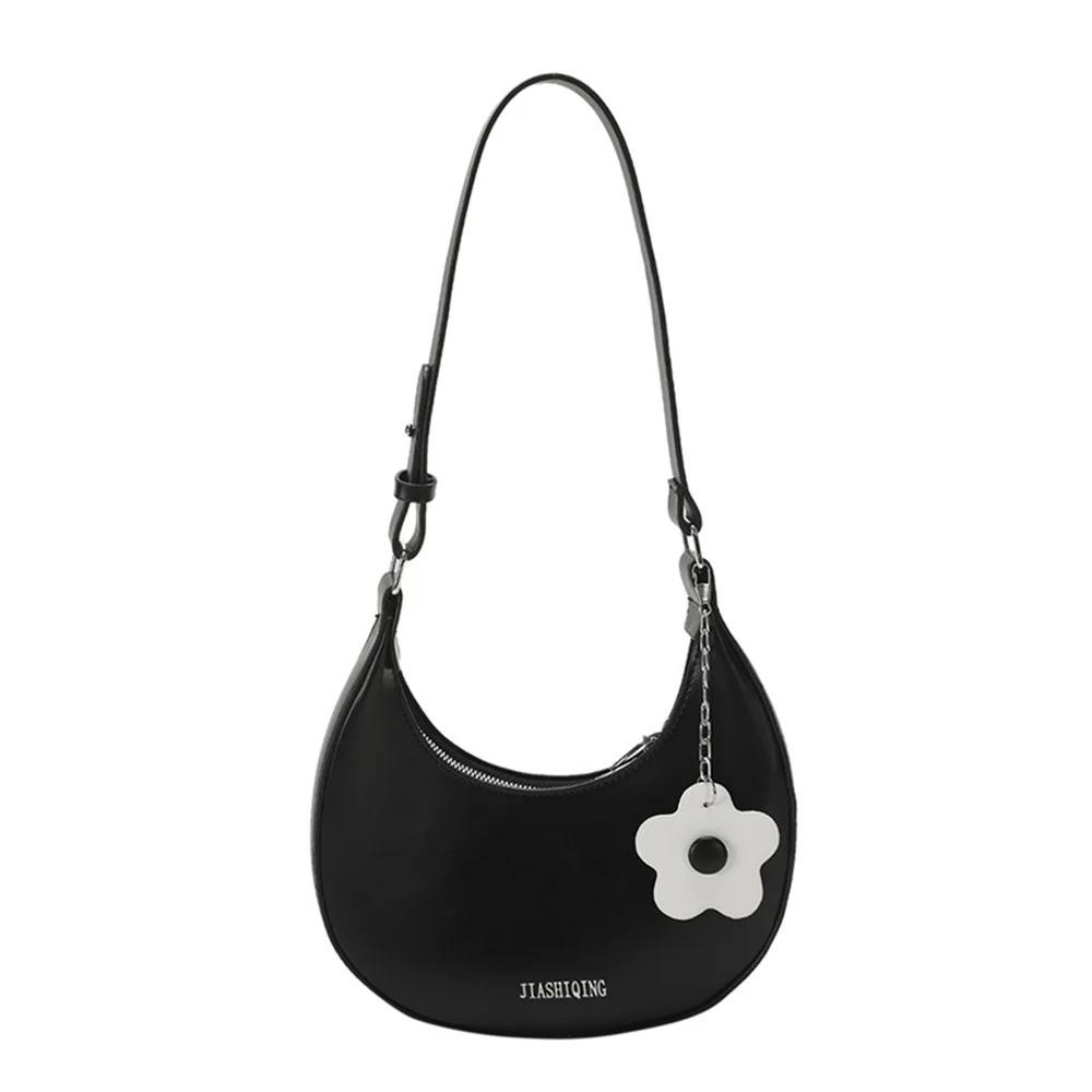 Large Capacity Flower Shoulder Bag Dumpling Shape Women Underarm Bag Half-moon Bag  Streetwear