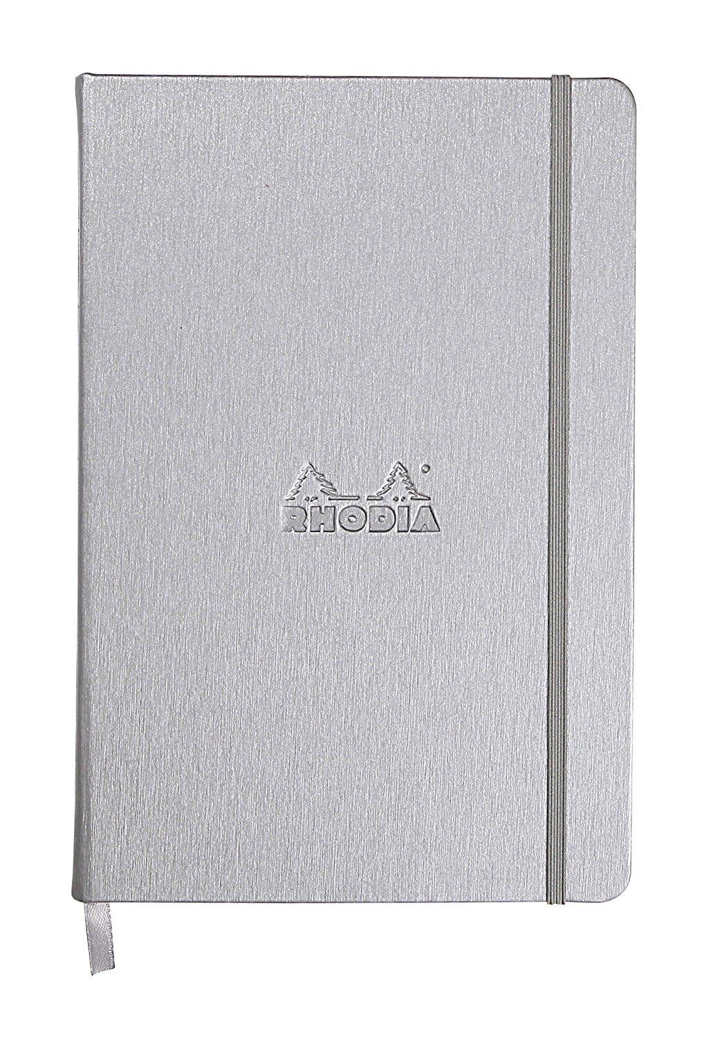 

Rhodia WEBNOTEBOOK 192 Italian Leather cf118767 Notebook, A5, Dot-Ruled, Pages, Hardcover, Silver,