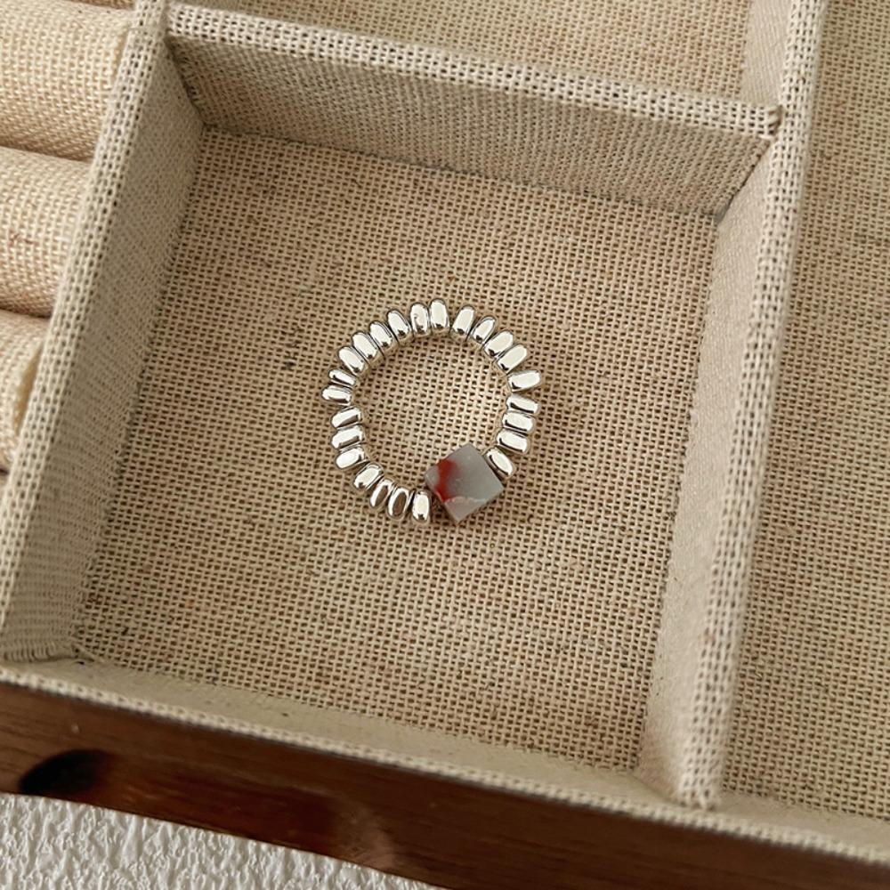 Maillard Parel kralen Ring Dames Elastisch Koord Literaire Gestapelde Wijsvinger Ring High-end Handgemaakte Ring Sieraden