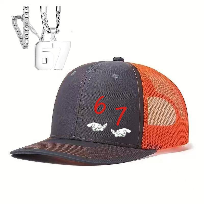 

1PC Hip Hop 67 Trucker Hat, Neon Green Contrast, Streetwear Cap for Skateboarding & Rave оранжевый