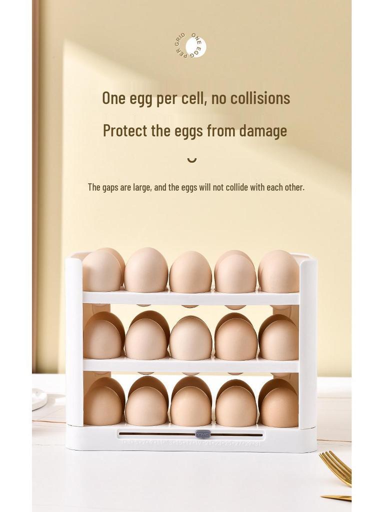 Wendebarer dreilagiger Eierhalter: 30-Eier-Aufbewahrungsbox für Küche und Kühlschrank