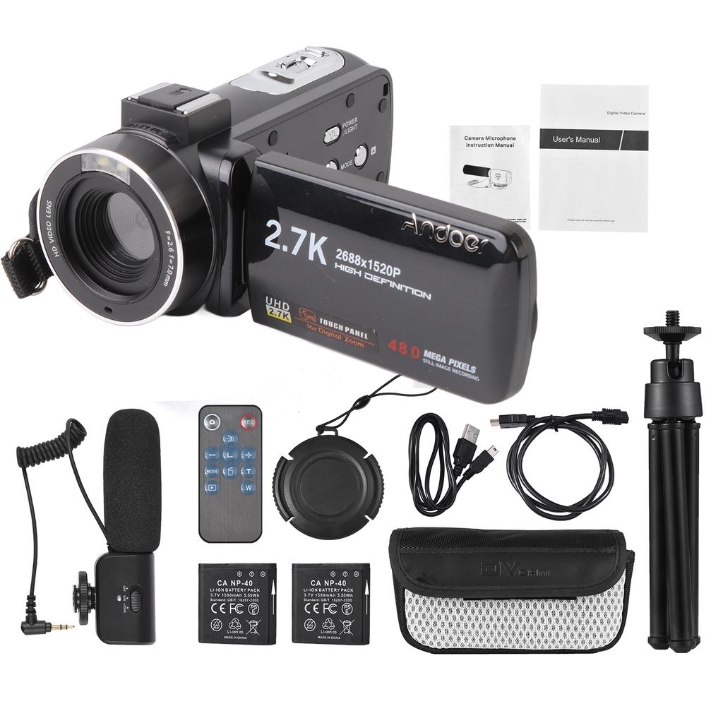 2.7K Digital Video Camera Camcorder DV Recorder 48MP 16X Digital Zoom 3.0 Inch IPS Touch Panel Supports Face Detection