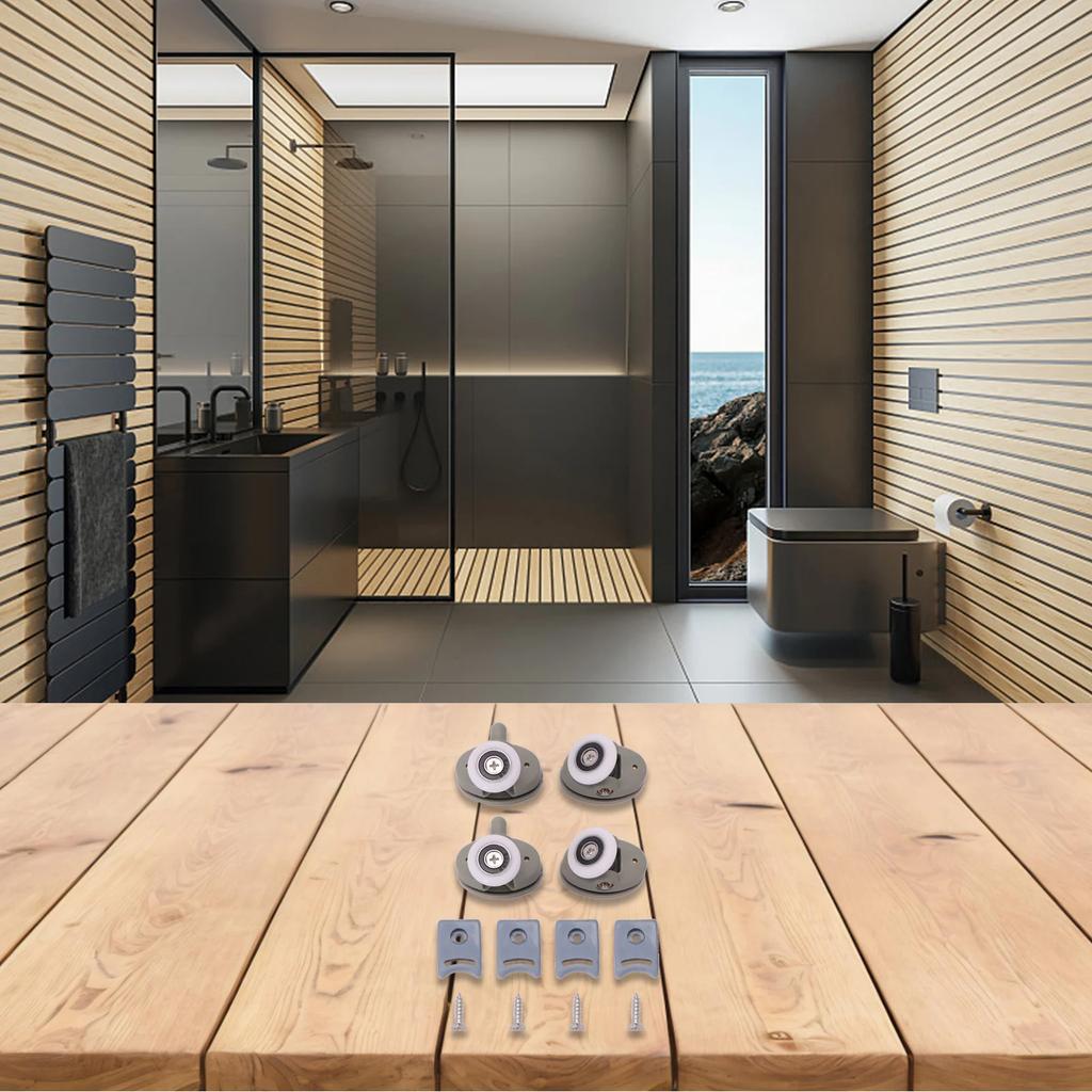 Bathroom Renovation Rollers Set Compatible With 4-6mm Glass Complete Roller Set Plastic And Brass Construction