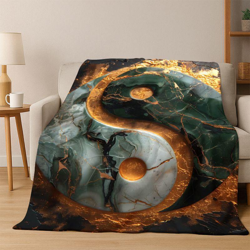 

Yin Yang Symbol Chinese Tai Chi Flannel Blanket Soft Warm Throw Blanket for Bedroom Living Room Bed Travel Camping Picnic Gift 75x90cm
