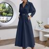 ZANZEA Women Turn Down Collar Long Sleeve Loose Casual Long Shirt Dress