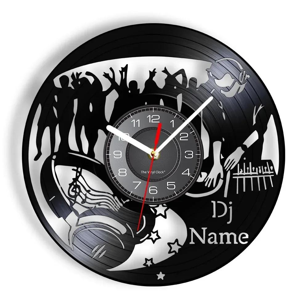 

Customized DJ Name Vinyl Record Wall Clock DJ Music Bar Club Art Wall Watch Customized DJ Gift Home Decoration Wall Clock