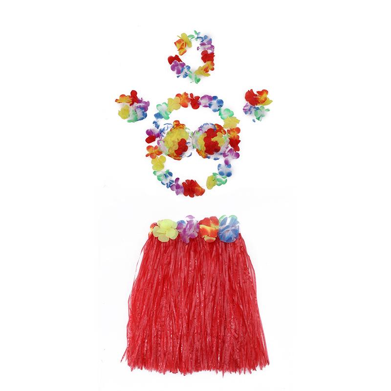 Children's Hawaiian Grass Skirt Costume Set - 6 Pieces, 40cm