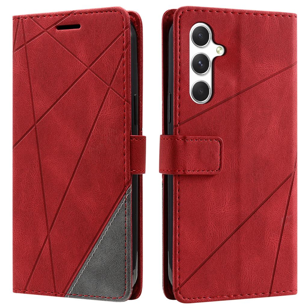 For Samsung Galaxy A56 5G Case Imprinted Lines PU Leather Splicing Wallet Phone Cover