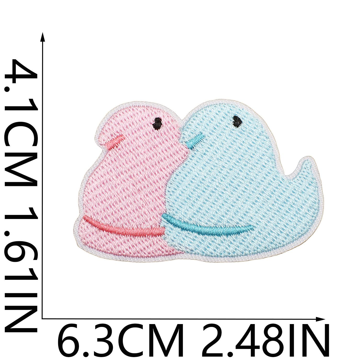 

Tie Rabbit Embroidery Cloth Sticker Bow Rabbit Egg Computer Embroidery Label Clothes Decoration Bird Patch Sticker no. 5_3 pieces