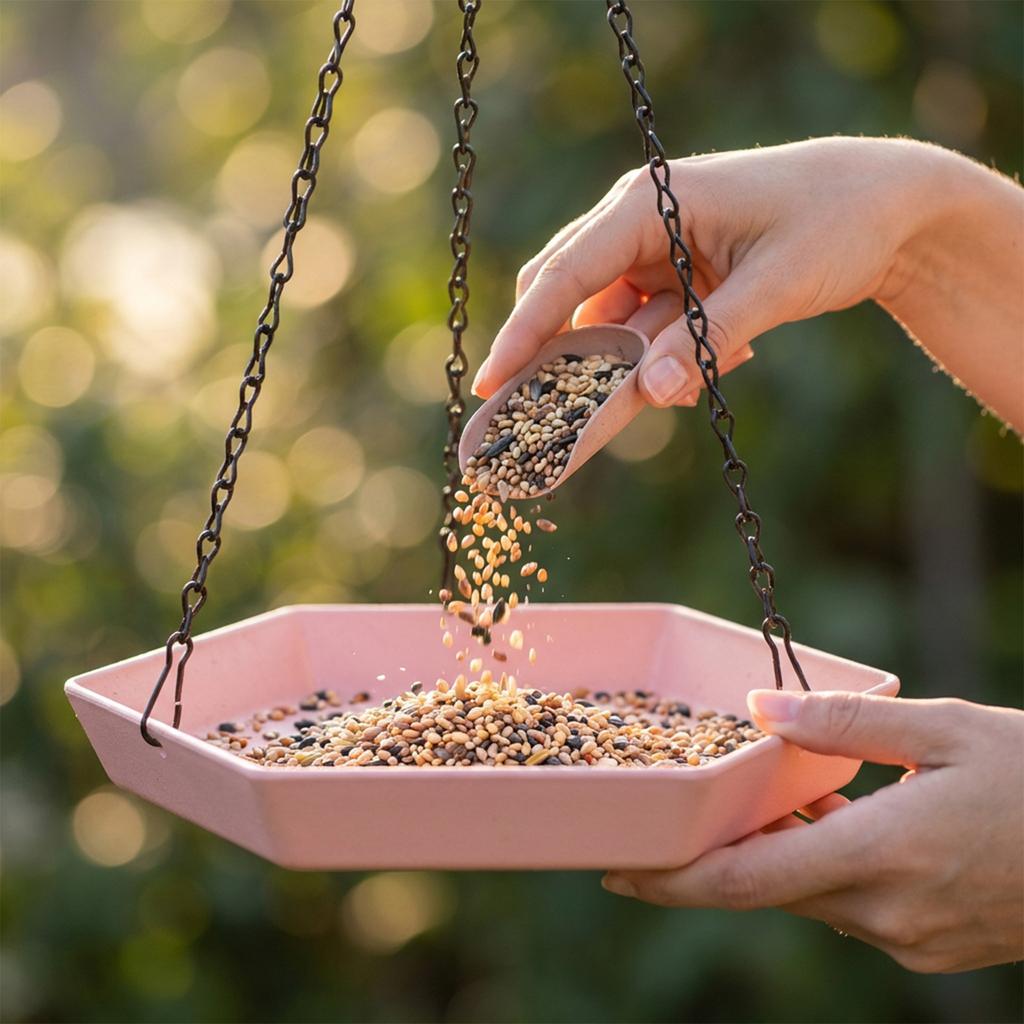 Hanging Hexagonal Bird Feeder & Bird Bath – 2-in-1 Outdoor Wild Bird Feeder For Garden & Yard