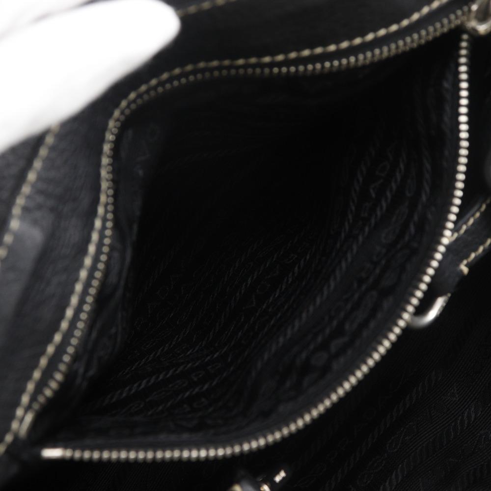 PRADA Logo embossing Tote Bag black Nylon/leather Women Used